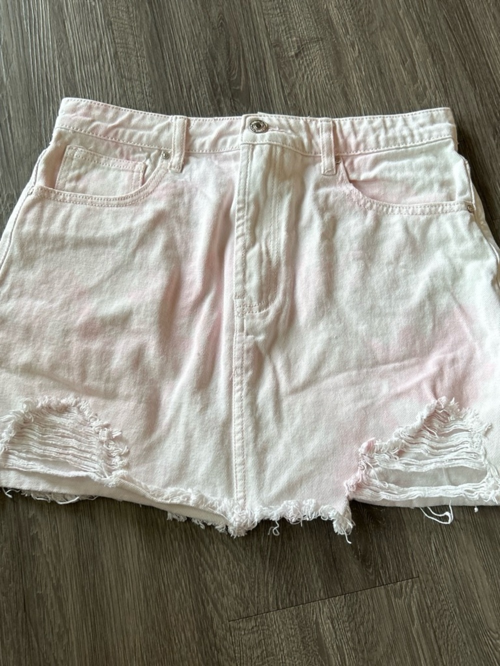 Forever 21 Light Pink Distressed Denim Shorts